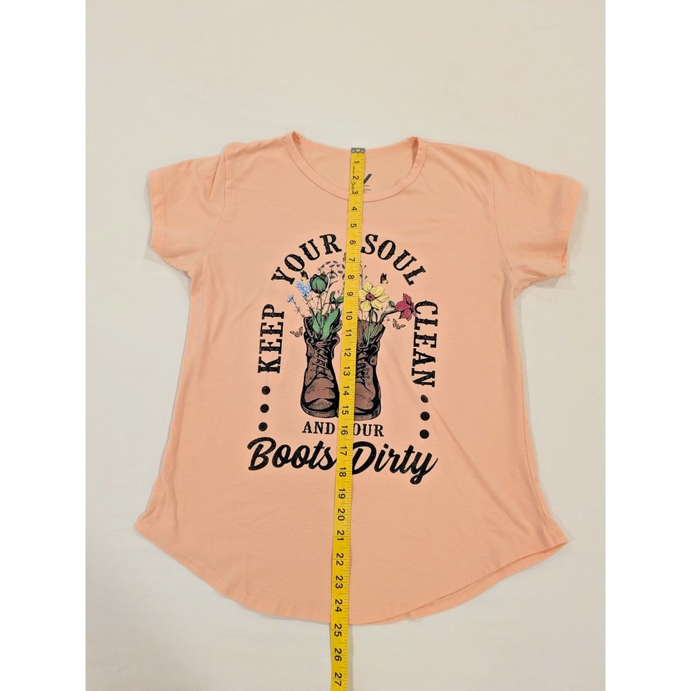 Vintage Jantzen Graphic Tee Size L Peach Keep Your Soul Clean Boots Dirty